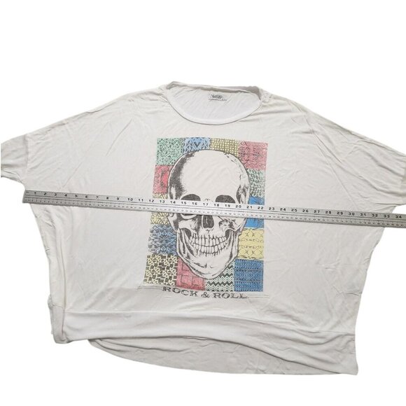 Lauren Moshi Dolman Sleeve Skull Shirt M/L - Picture 3 of 6